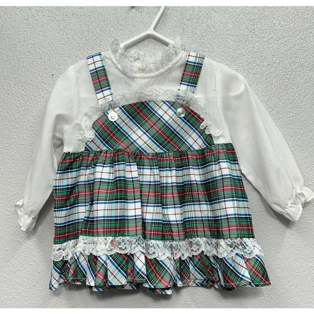 Vintage Plaid Baby Dress 0-3 Months / 3-6 Months Tartan Plaid Union Made